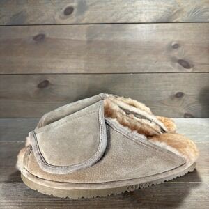 old friend mens size 10 shoes brown suede shearling lined comfort slippers